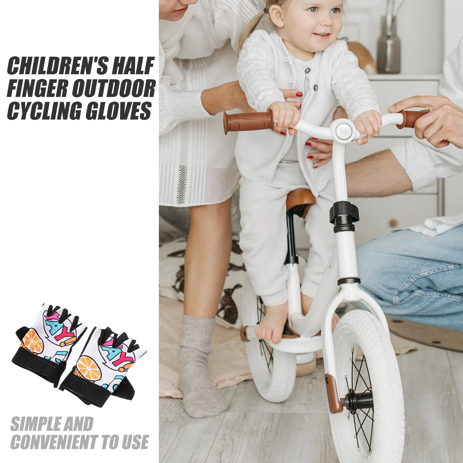 

1Pair Kids Riding Gloves Half Finger Outdoor Cycling Gloves Shock Absorbing Breathable Anti Slip Sports Accessories