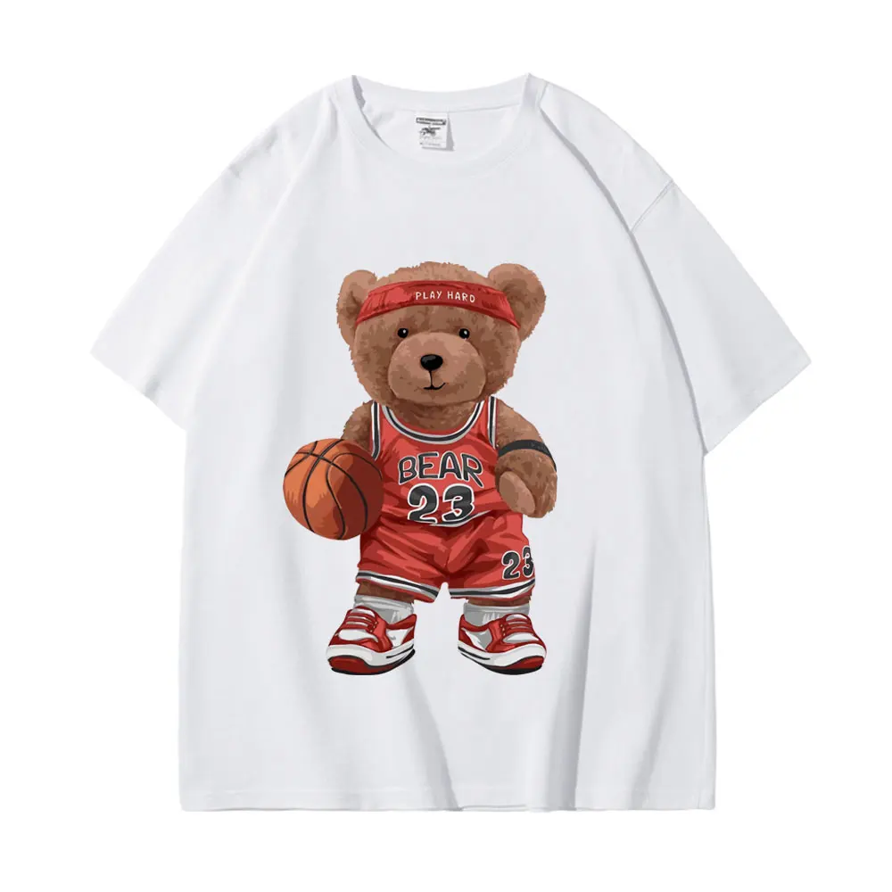 

A Bear Who Likes To Play Basketball Print T Shirt Unisex Fashion Hip Hop Oversized T-shirt Summer Gifts for Boyfriends T Shirts