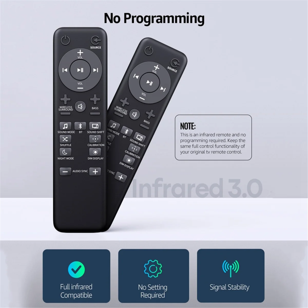 Remote Control Replacement for JBL Soundbar 2.1/3.1/5.1 Speaker System JBLBAR51BLKAM JBLBAR51BLKEP JBLBAR51BLKAM-Z, 2PCS