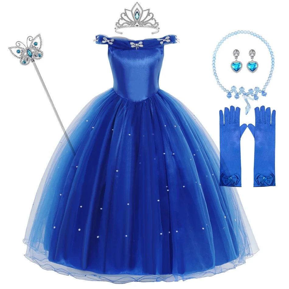 Girls Cinderella Cosplay Costume For Children Baby Girl Kids Halloween Birthday Party Dress Princess Costume