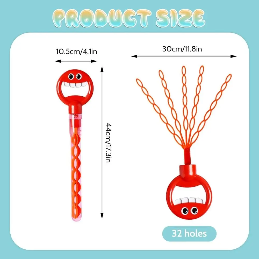 버블 머신 스마일 페이스 버블 스틱, 야외 활동, 생일 파티 선물, 누출 방지, 사용하기 쉬운 32 홀 버블 장난감