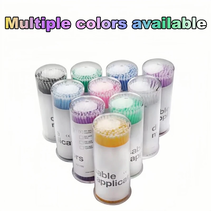 100Pcs/Bottle Dental Disposable Micro Brushes  Bendable Sticks Applicators Micro Brush Brushes Eyelash Extension Makeup Tools