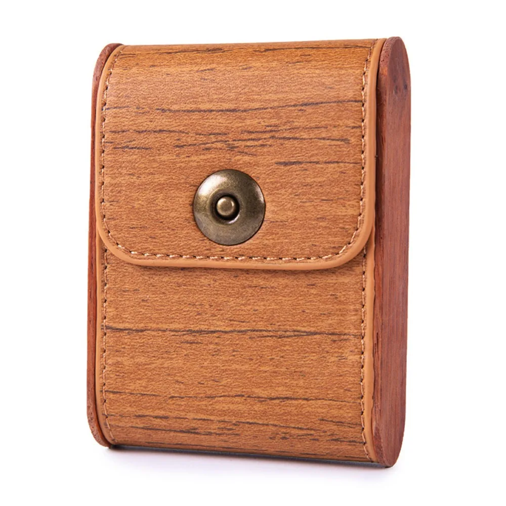 Retro 20 Sticks Cigarette Case Anti-crush Cigarette Box Wooden Frame with PU Leather Cigarette Case Men Smoking Accessories