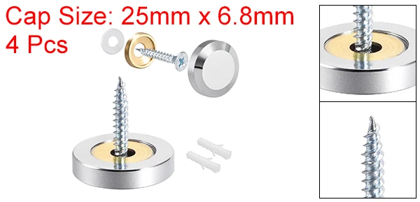 Uxcell 2/4/8 Stück 10/12/14/18/22/25mm Spiegelschrauben Dekorative Kappenabdeckung Nägel Poliertes Gold Silber – Detail 32