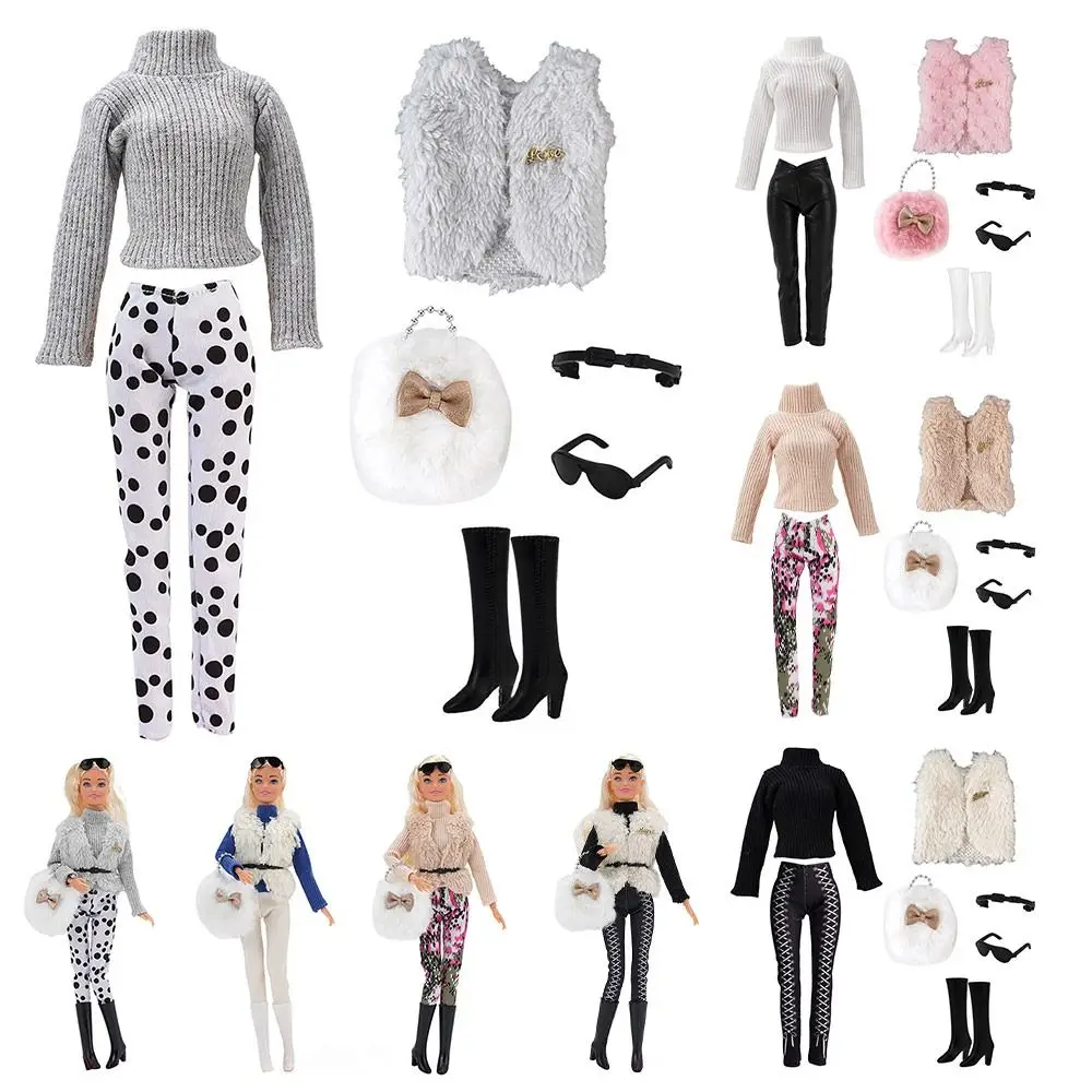 High Quality Fashion 1/6 Doll Clothes Casual Wear Handmade Plush Vest Boots 6 Colors Winter Wear Sweaters 29~32cm Doll