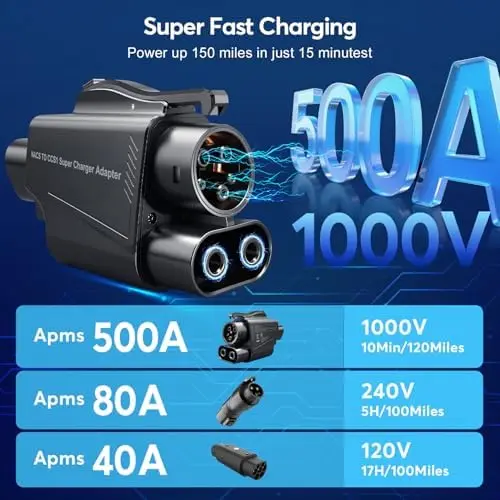 

Адаптер CCS1 - 500А 1000В для быстрой зарядки электромобилей GM, Rivian, Volvo