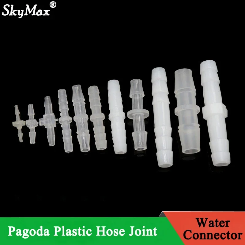 10Pcs Pagoda Plastic Hose Joint 1.6 2.4 3.2 4 4.8 5.6 6.4 8 9.5 10 mm Pipe Hose Connector Accessories