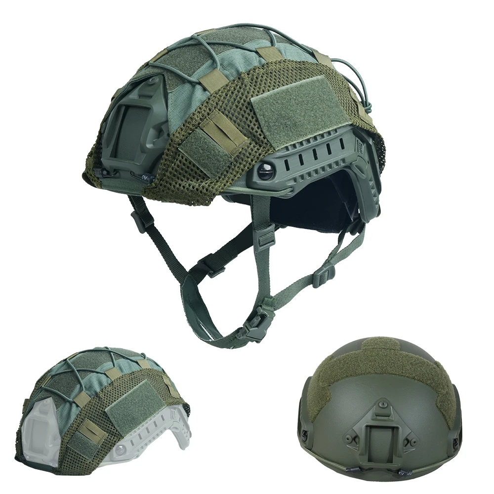BOOIU Tactical Helmet Security Protection Adjustable Knob Suspension with Helmet Cover Disguise Outdoor Training Hunting Set