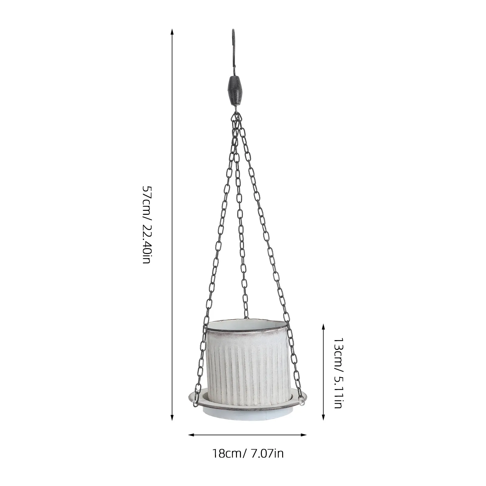 Metal Hanging Planter Decorative Rusty Iron Hanging Plant Pot with Saucer Tray for Indoor Outdoor Garden Patio Deck Porch