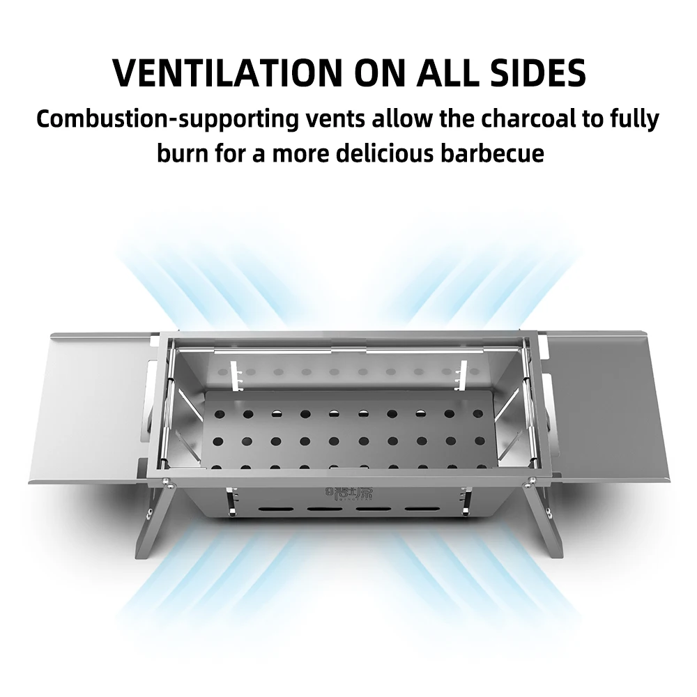 Imagem -05 - Fogões Portáteis Folding Stainless Steel Bbq Grill Fogão a Lenha a Carvão Destacável Acampamento ao ar Livre e Fogão de Piquenique Utensílios Domésticos