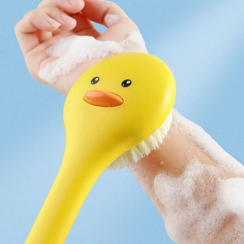 

Cute Duck Long Handle Bath Brush Soft Bristles Bath Brush Skin Massager Shower Scrubber Exfoliation Body Cleaning Brush Bathroom