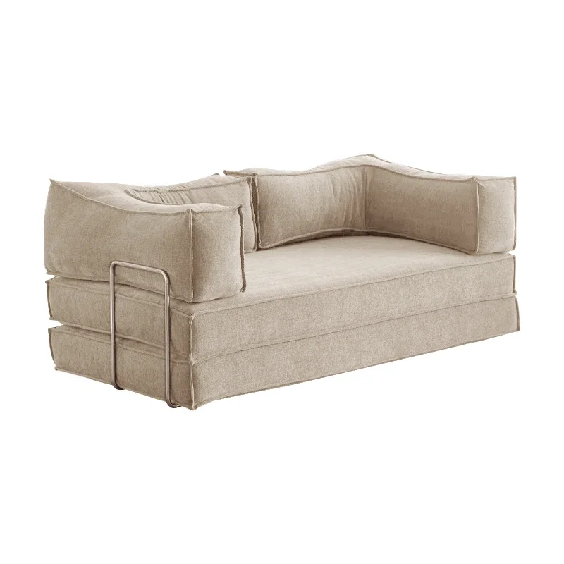 Sofa bed folding dual-purpose 2024 new simple retro small apartment living room double three straight row module sofa