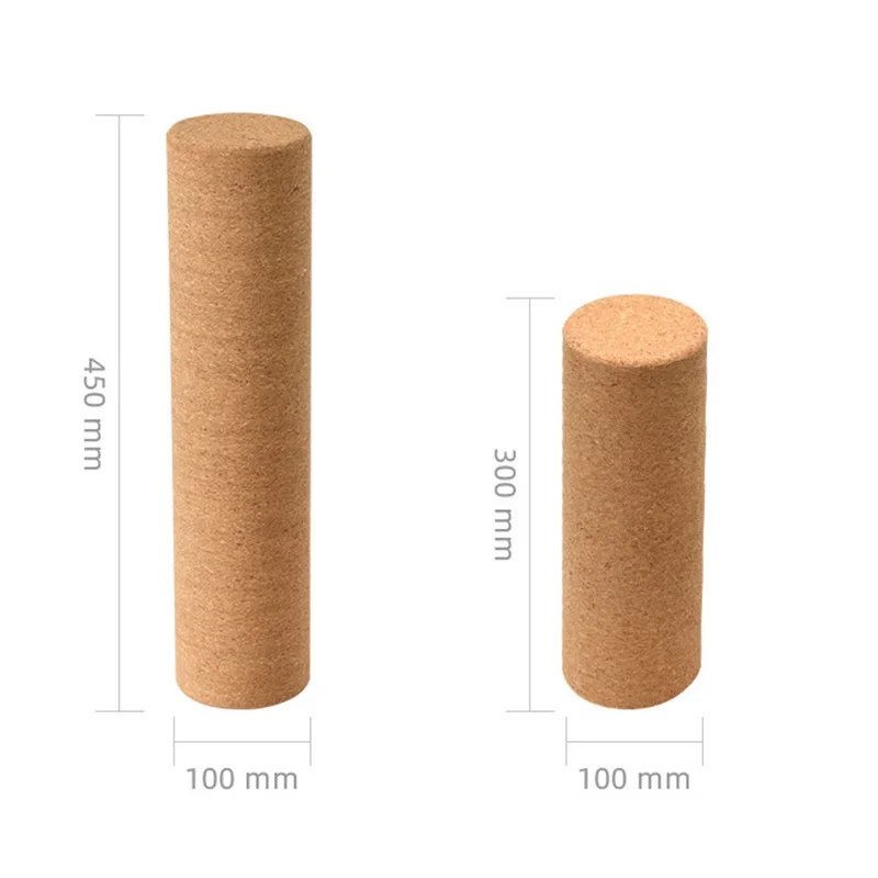 30CM/45CM Natural Cork Yoga Column High Density Massage Roller Fine Grain Cork Pilates Dance Fitness Muscle Relaxation