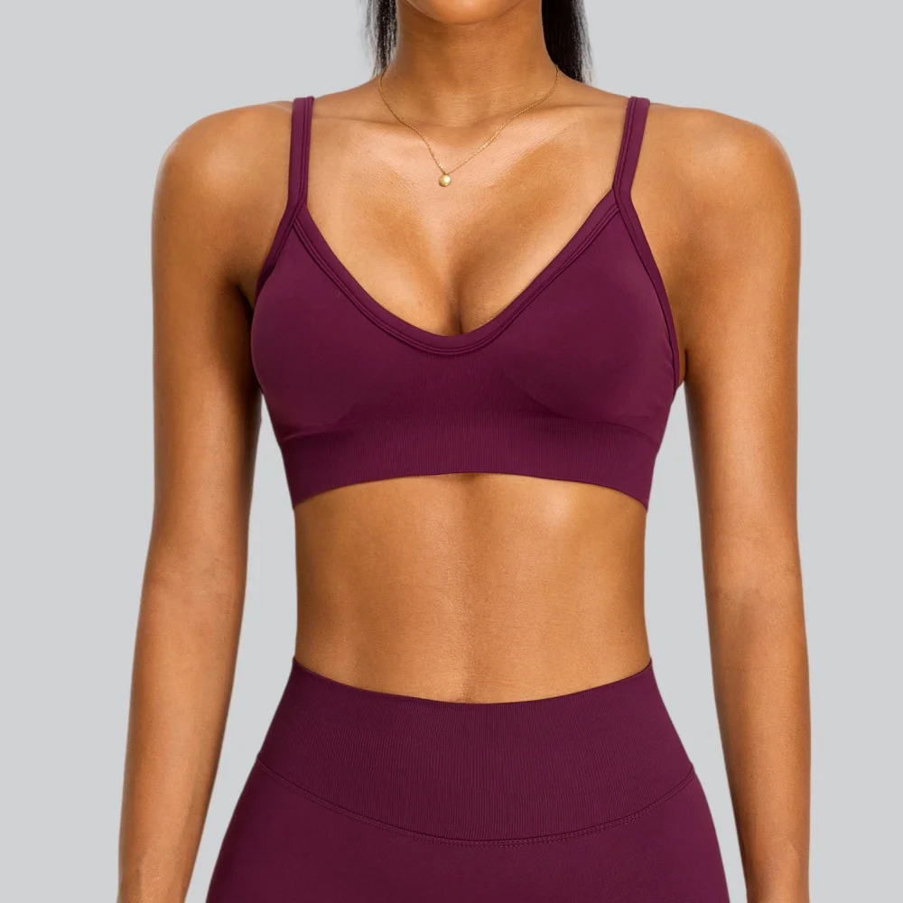 Women's Seamless Sport Bra Tights Yoga Bra Breathable Shockproof Gym Sports Top Push Up With Chest Pad Women's Fitness Underwear