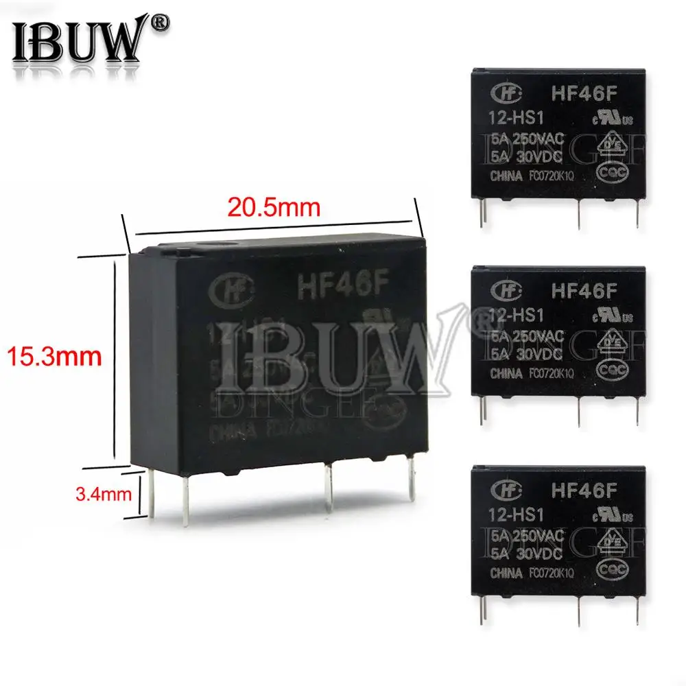 1 ピース/ロット 5V 12V 24V DC 30VDC パワーリレー HF46F-005-HS1 HF46F-012-HS1 HF46F-024-HS1 5-HS1 12-HS1 24-HS1 5A 250VAC 4PIN