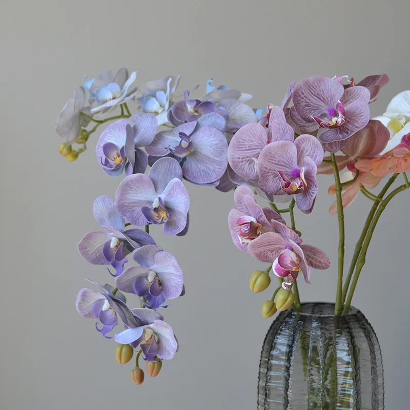 4 Stück/Set Künstliche Latex-Phalaenopsis-Blumen mit 9 Blüten zur Dekoration für Hochzeit, Echt-Touch-Schmetterlingsorchidee, Heimdekoration, Party-Blumen, Großhandel – Detail 6