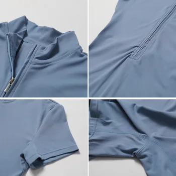 Zipper Dance Gym Jumpsuit Short Sleeve Playsuit Women Romper Sexy Yoga Fitness Overalls One Piece Sports Suit Workout Clothes 6