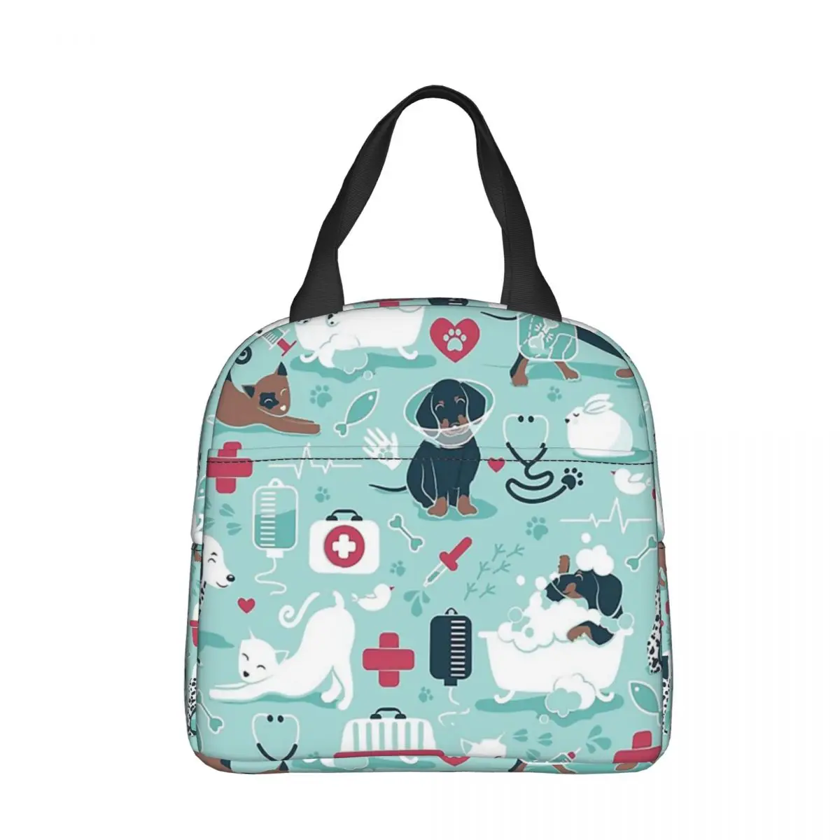 

Healthy Friends Insulated Lunch Bags Thermal Bag Lunch Container Schnauzer Dog Cat Lover Leakproof Tote Lunch Box Food Handbags