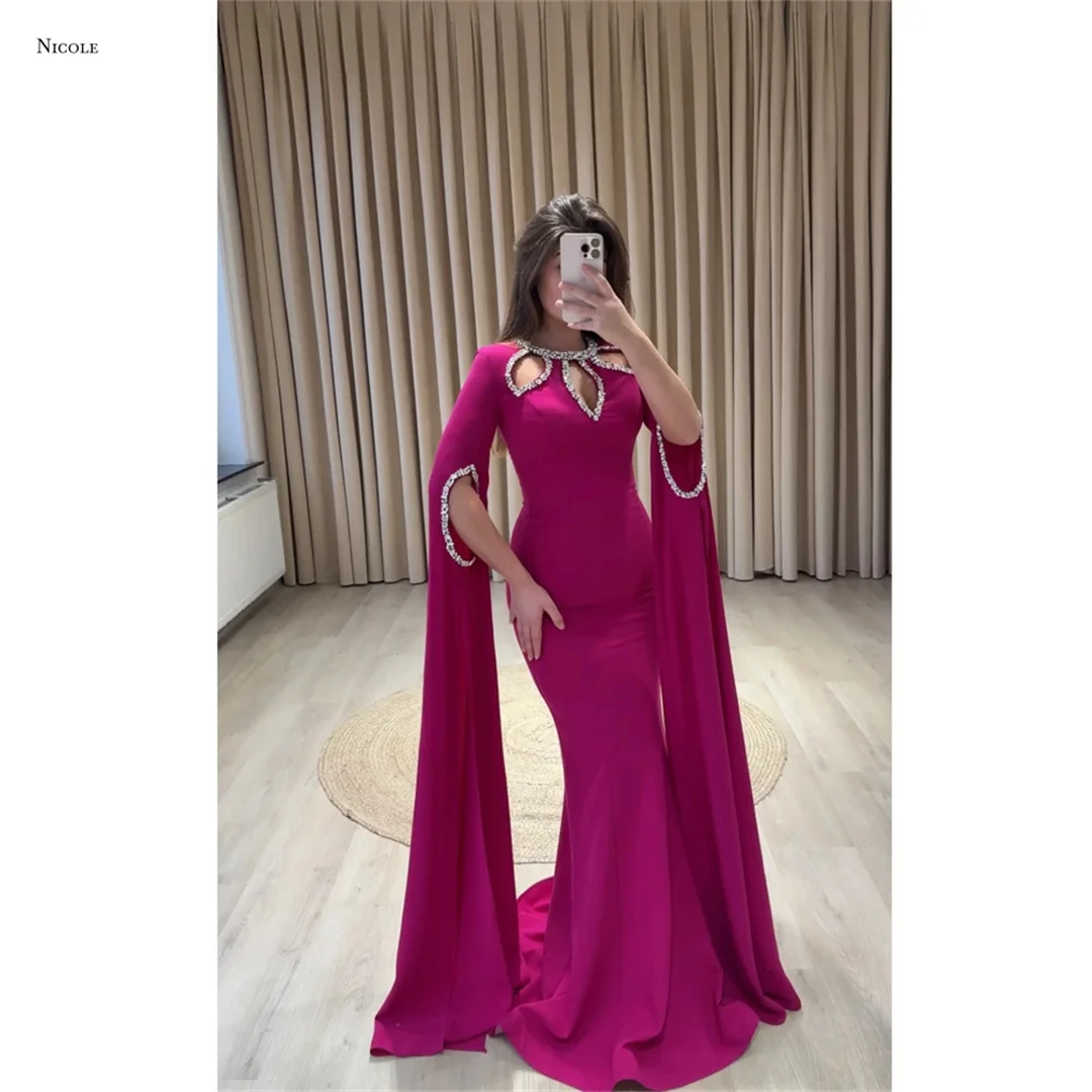 

Николь Вечерние платья для особых случаев на заказ Robe De Cocktail Femme Юбка «рыбий хвост» Элегантные платья Шифон с круглым воротником