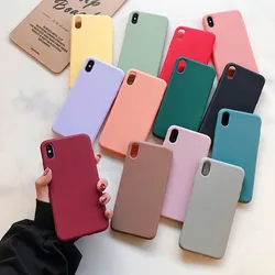 Silicone Soft Phone Case For iPhone X XR XS Max XR X 8 7 6 6S Plus casefor iphone 11 12 13 mini 13 Pro Max Candy color Cover