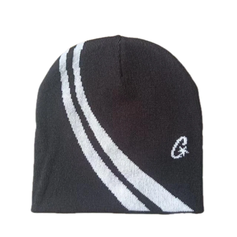 قبعة محبوكة من قماش الجاكار الأبجدية للرجال والنساء، قبعة محبوكة دافئة بغطاء للرأس عصرية مزدوجة الطبقات، طوق جديد للخريف والشتاء #2