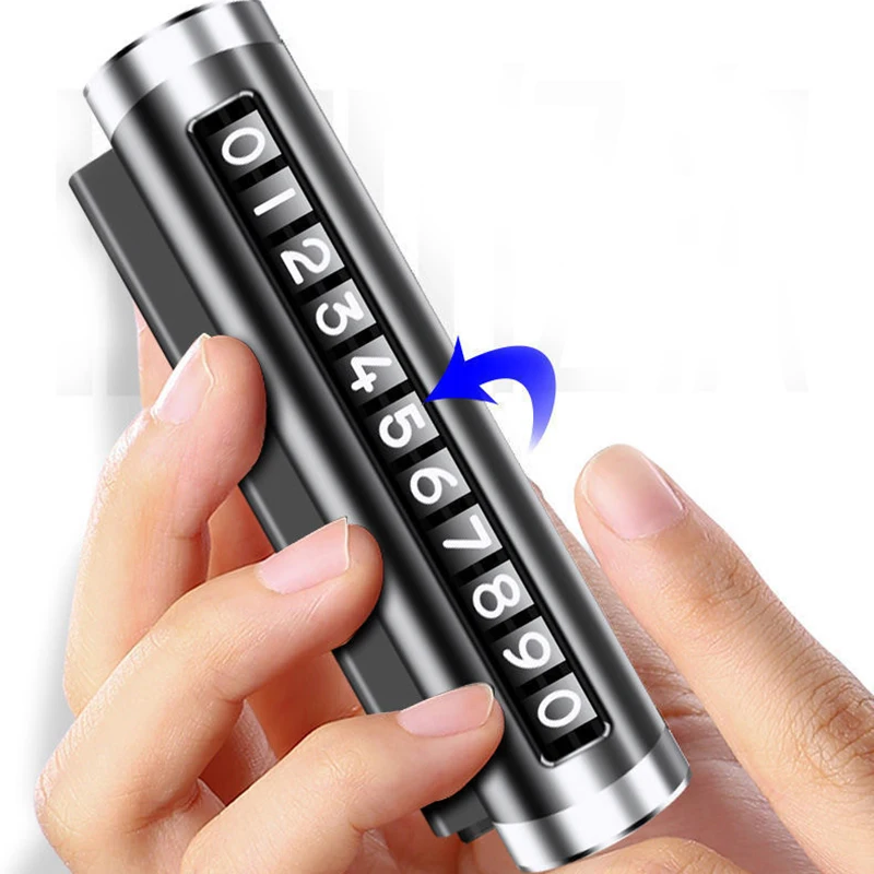 1PC New Metal Car Temporary Parking Card Rotate Phone Number Plate Aluminum Stickers Park Stop In Car-styling Auto Accessories