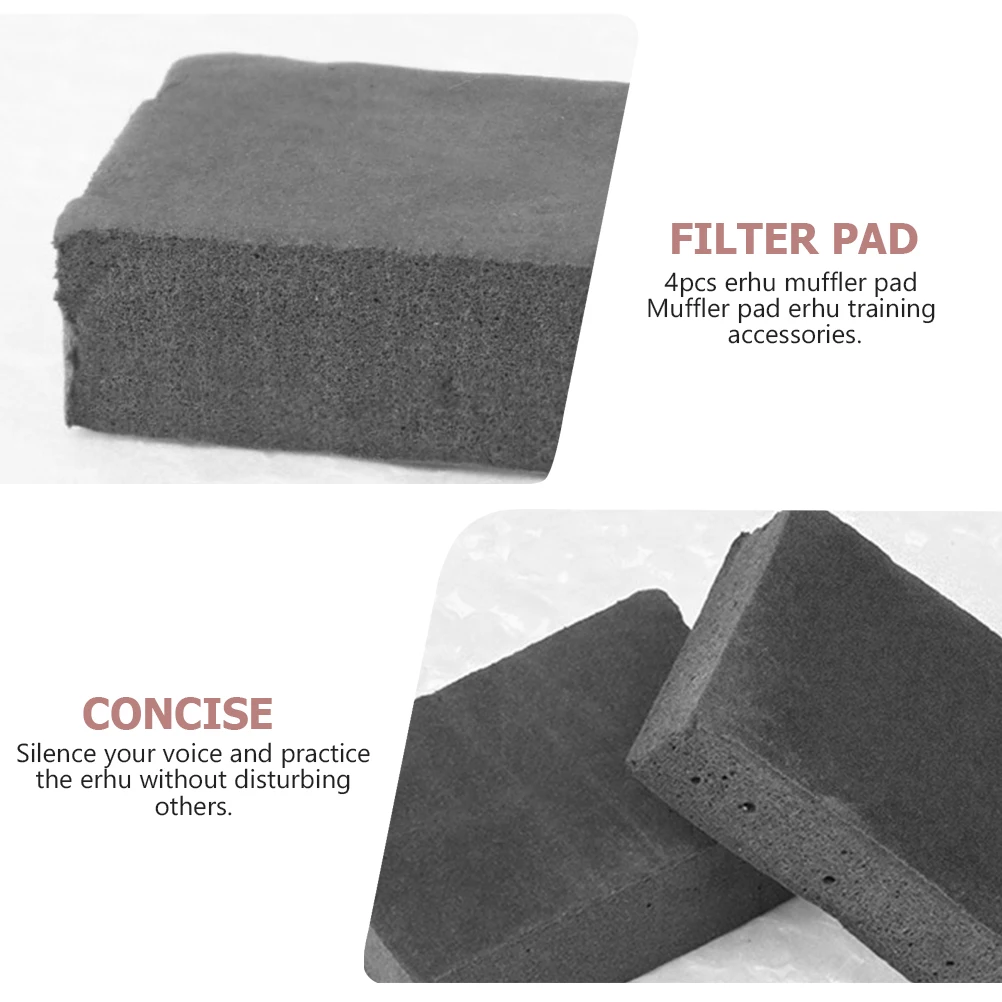 

4 Pcs Noise-absorbing Pad Erhu Mute Instrument Practice Filter Sponge Sordine Reduction