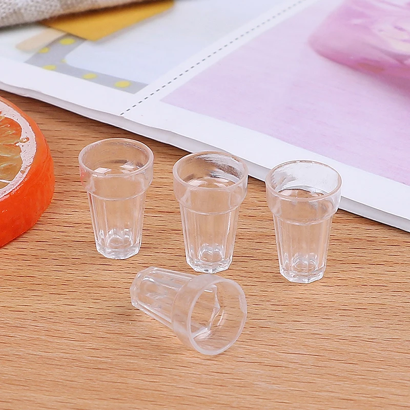 4Pcs/Lot Transparent Miniature Mini Cola Wine Beer Cup Dollhouse Craft Glass Model DIY Parts Home Decoration 13mm*19mm