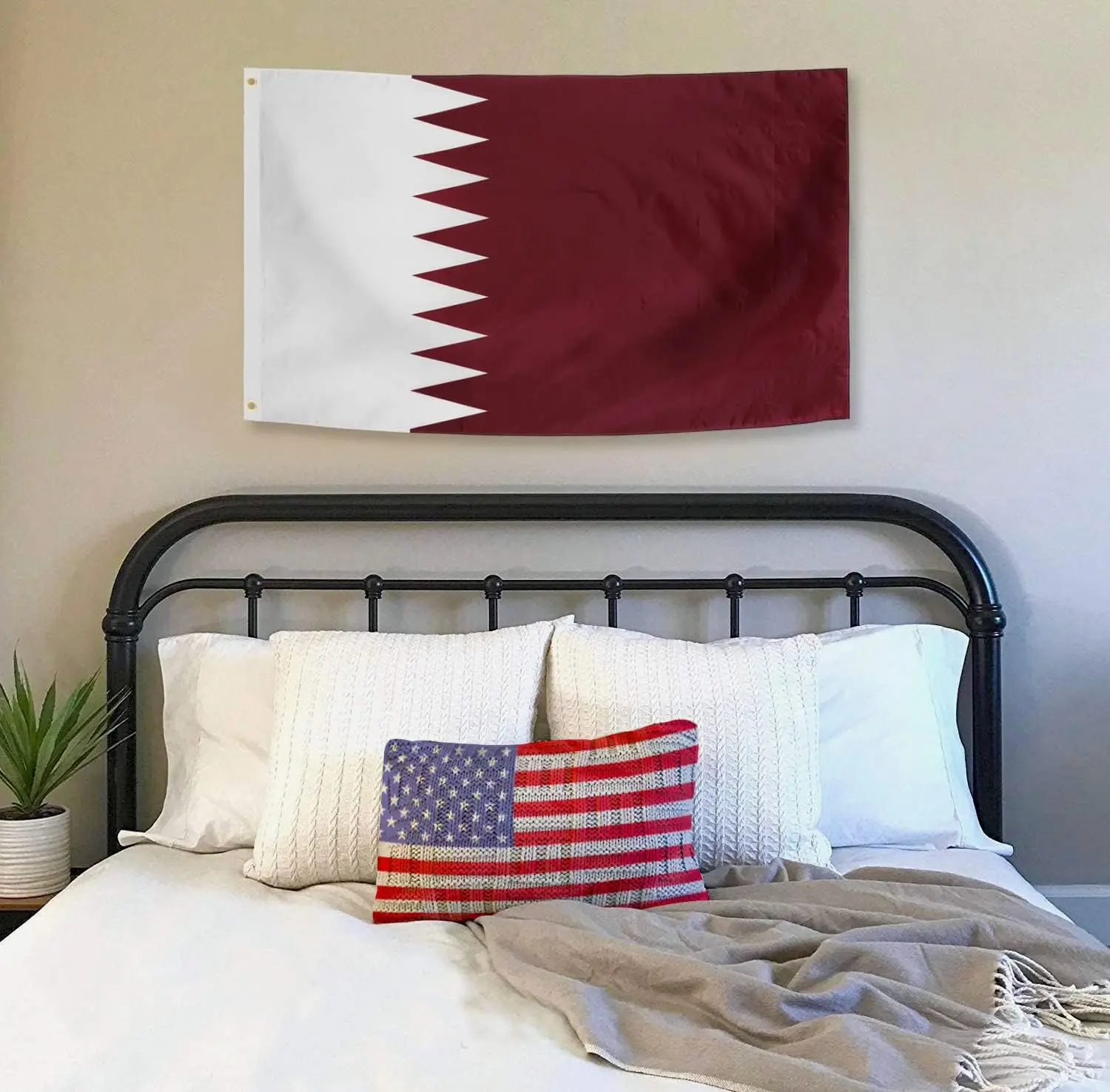 علم قطر 3x5Ft جديد-بوليستر كبير 100D للخارجية المعتدلة في الأماكن المغلقة أعلام القطرية ديكورات منزلية ساحة حديقة الهدايا راية