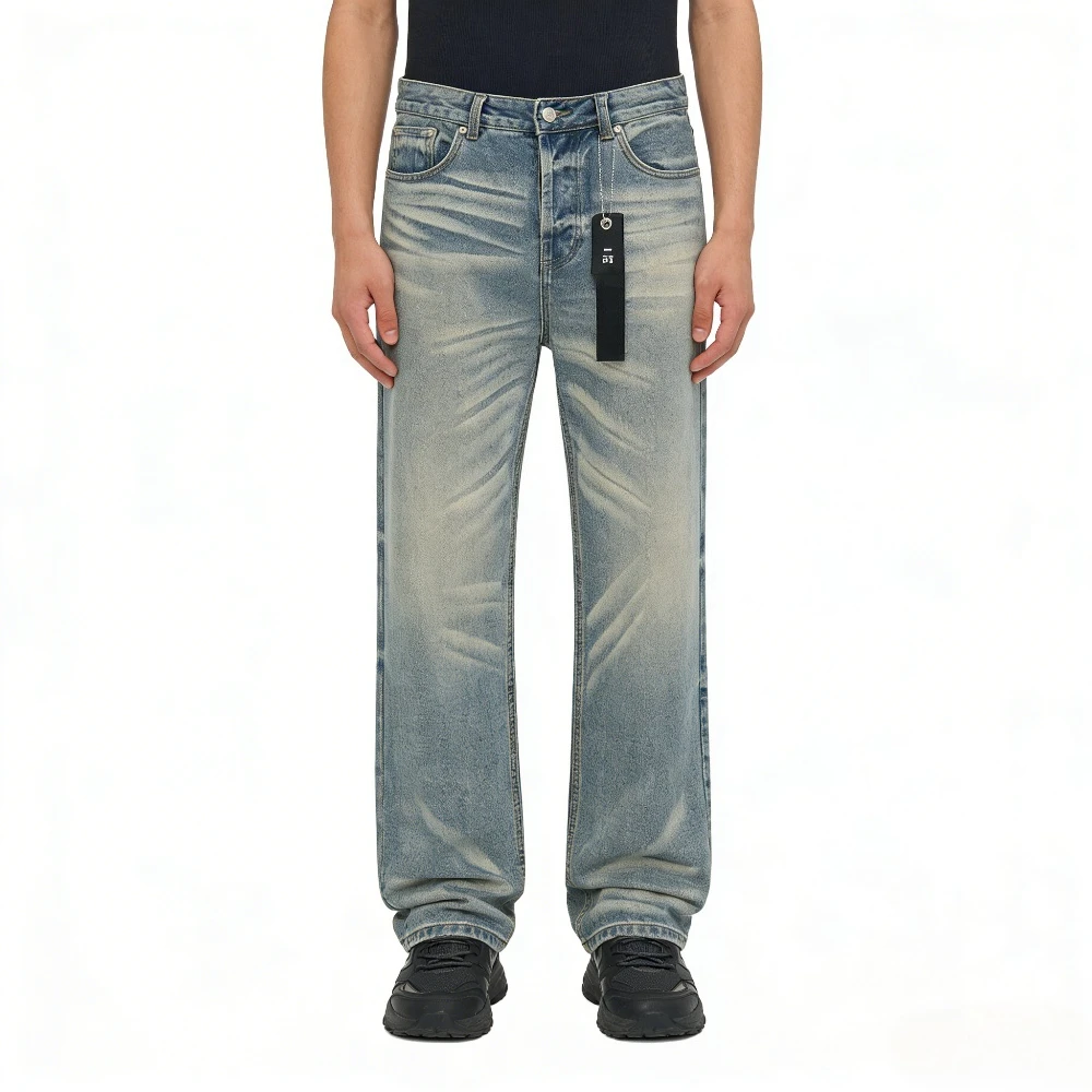

High Street Men's Casual Ripped Design Slim and Skinny Denim Pants Y2k Mens Jeans Hombre Black Jeans Ripped Wide Leg Jeans