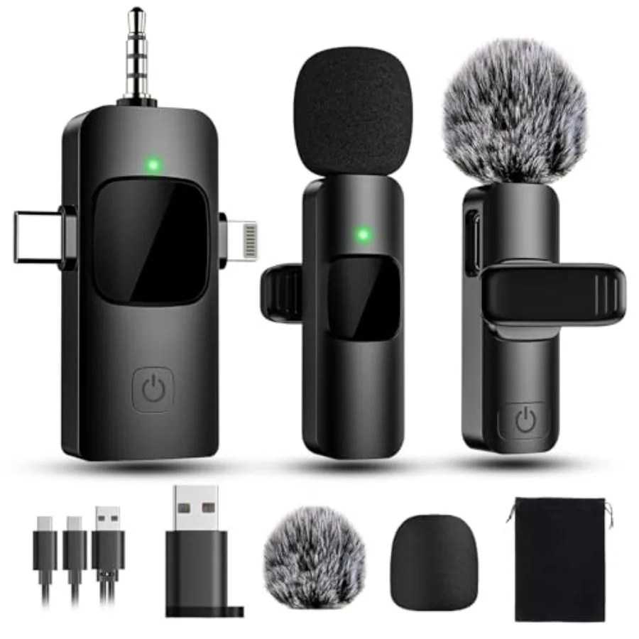 

4 in 1 Mini Microphones Wireless Lavalier Microphone for iPhone Android Computer Laptop Camera USBC2.4G UltraLow Delay Noise Re