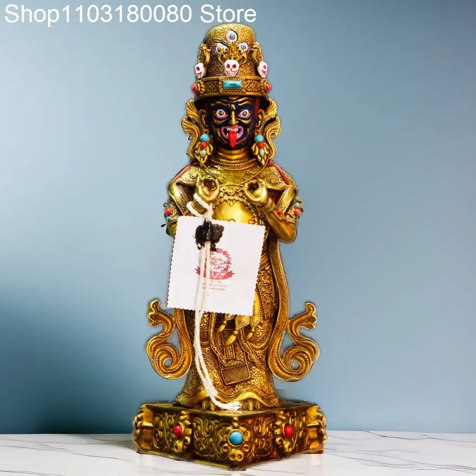 Koperen vergulden Zaki Lhamo Boeddhabeeld Nepal Tibet Palden Lhamo God van rijkdom sculptuur, groot, 42 cm, 31 cm, 21 cm, 14 cm