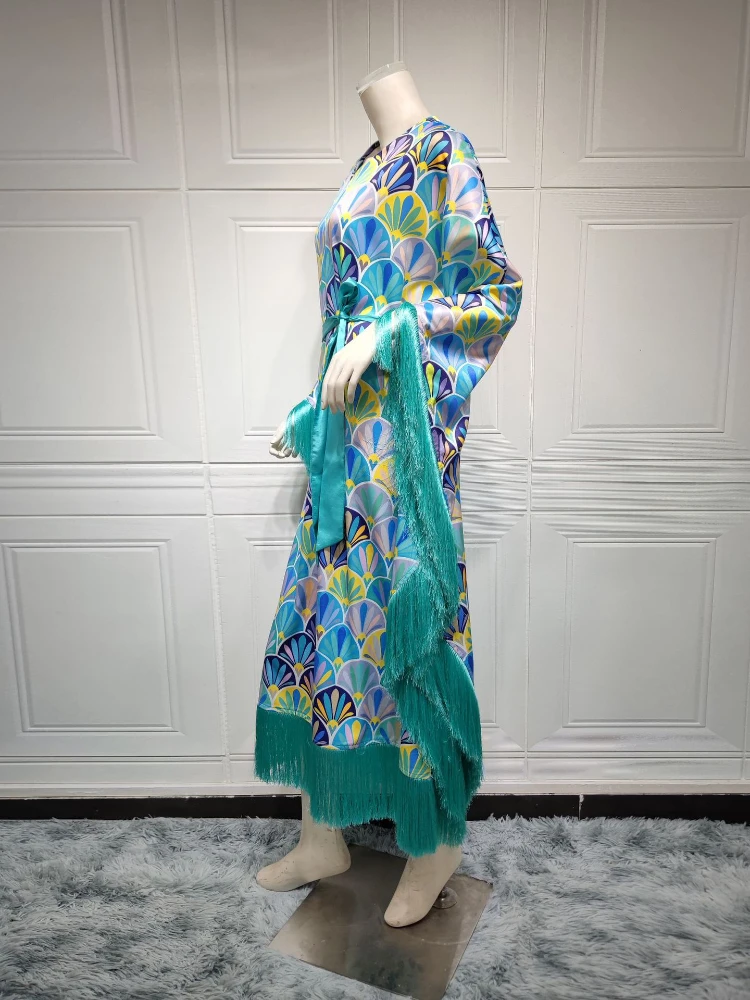 Morocco Party Dress Muslim Women Abaya Tassel Caftan Batwing Sleeve Robe India Abayas Dubai Turkey Longue Vestidos Largos 2022