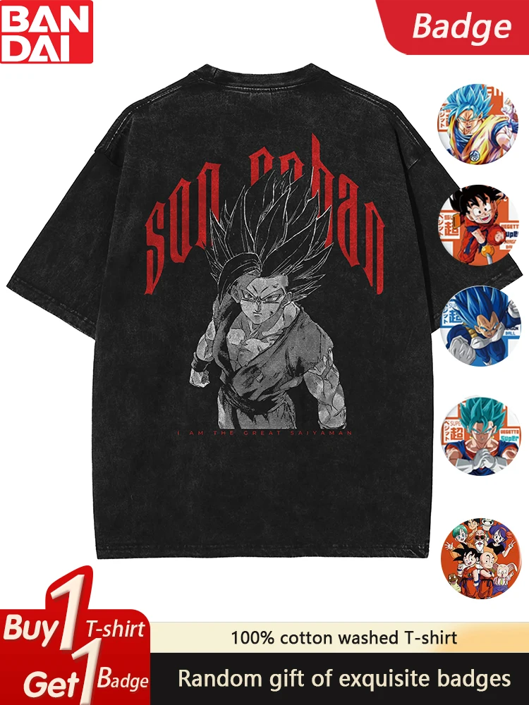 

Dragon Ball Animation Peripheral Pure Cotton Loose Washed Short Sleeve T-Shirt Men's and Women's Retro Short Sleeves