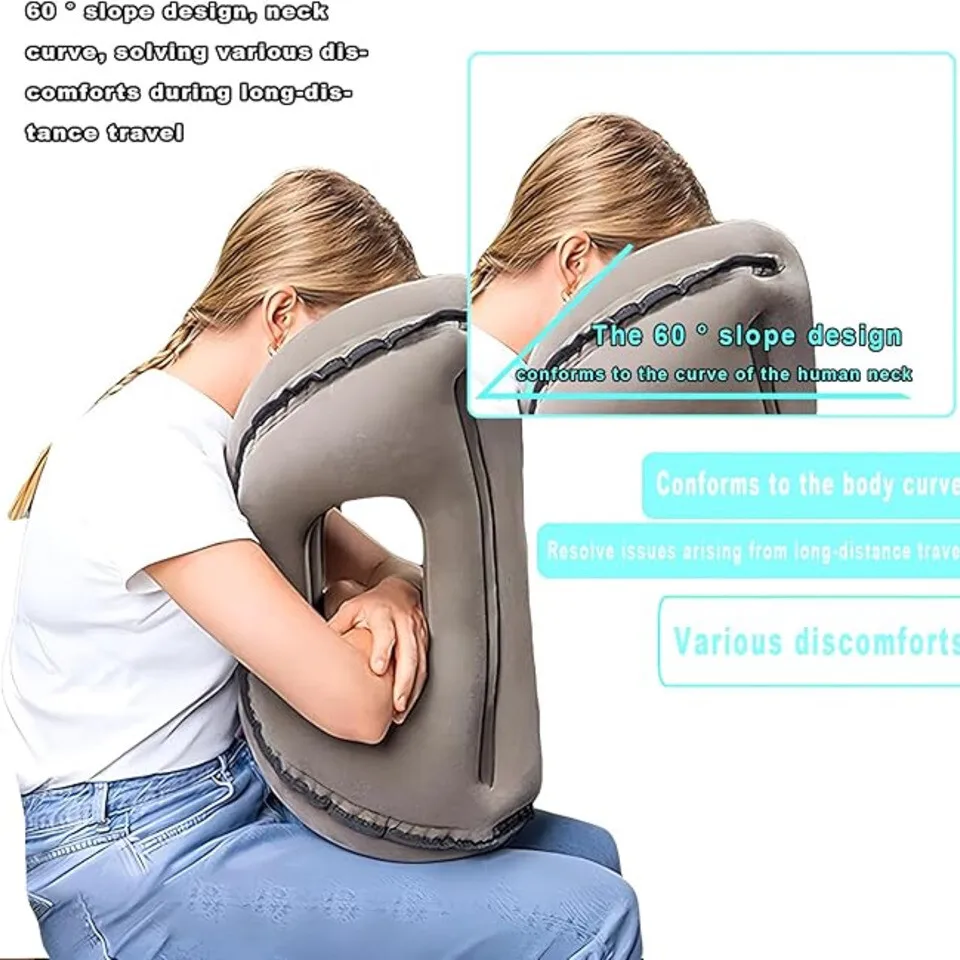 Inflatable Travel Sleeping Bag Portable Cushion Neck Pillow For Men Women Outdoor Airplane Flight Train Sleeping Easy image 2