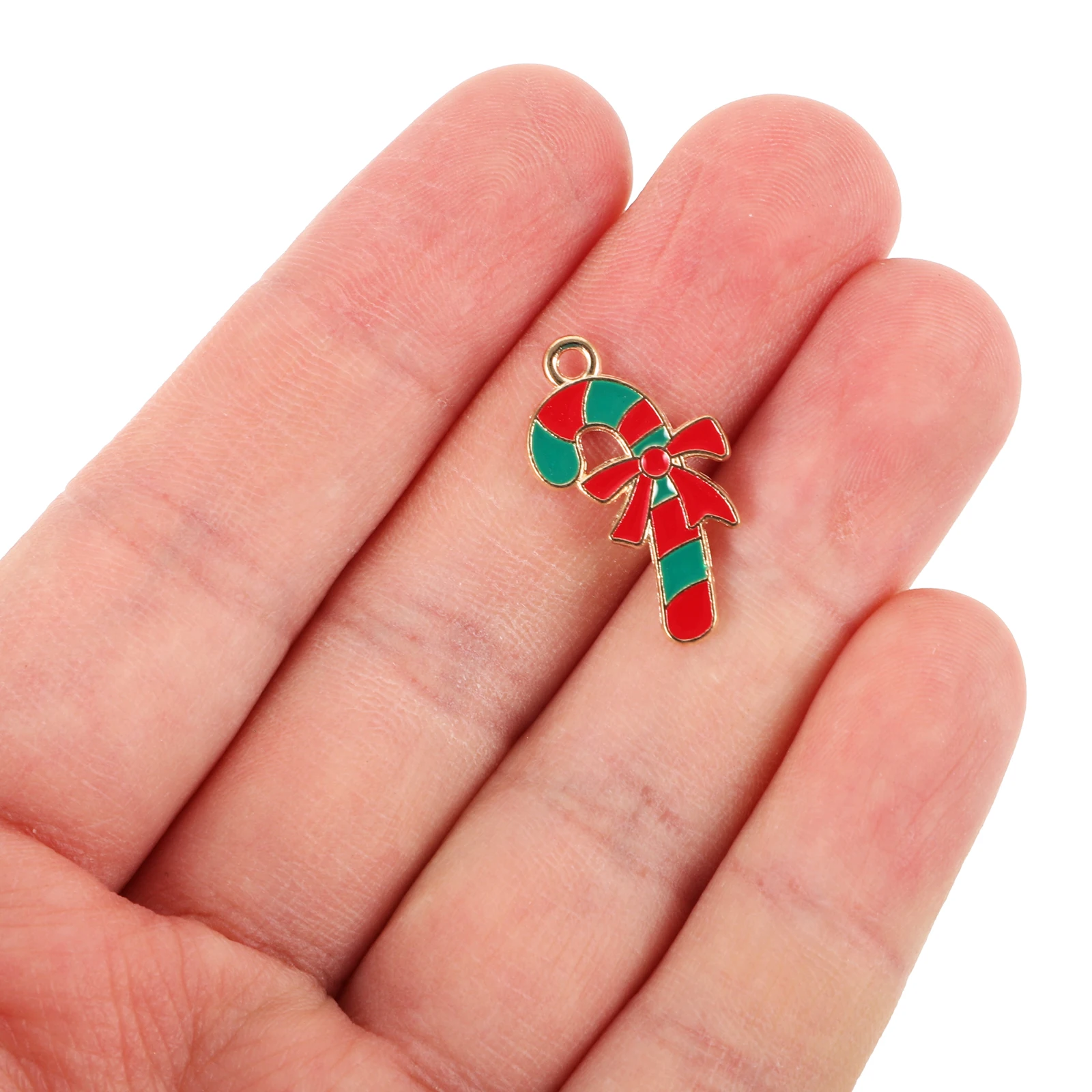 

10 Pcs Christmas Cane Pendant Colorful Charms Nail Bulk Zinc Alloy Diy Jewelry Craft Accessory Earring Making