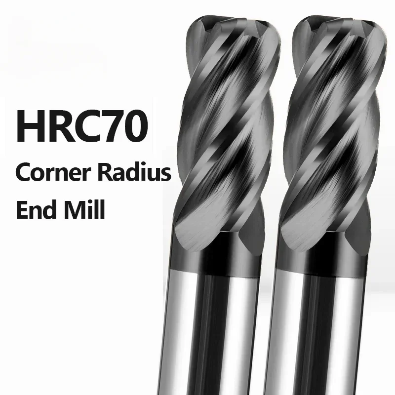HRC70 4 flauti CNC raggio angolare fresa R Bullnose R0.5 R1 R2 lavorazione superficiale metallo Router strumento acciaio al tungsteno CARBIDO CUTTER