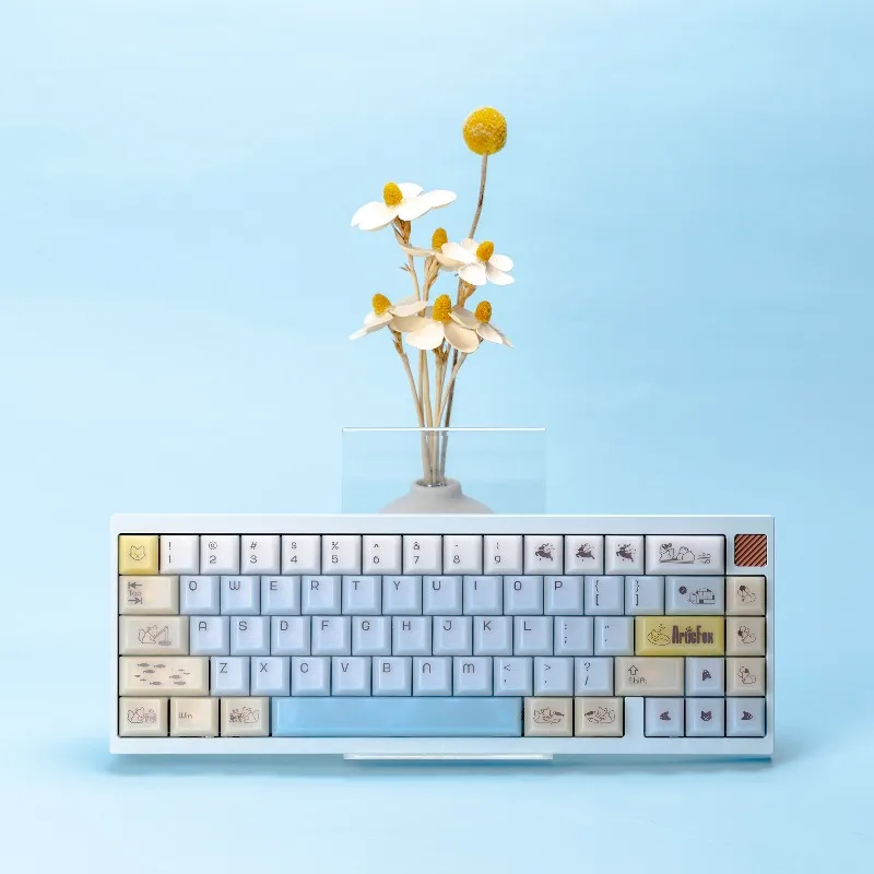 Icefield Fox Foggy Translucent Theme Keycaps Set Customized PC Cherry Profile Keyboard Caps for Mechanical Keyboard Accessories