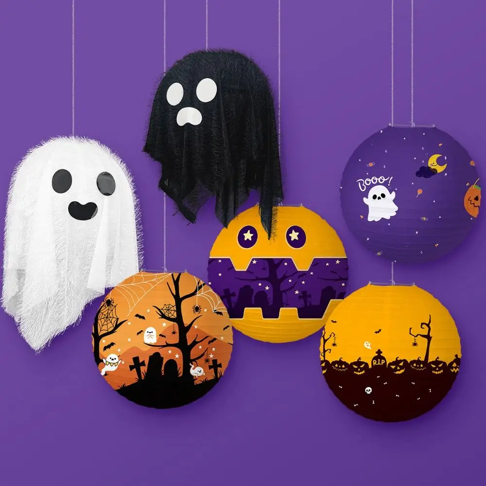 Multipurpose Ghost Halloween Paper Lantern Paper Bat Festival Ghost Lanterns Handmade DIY Halloween Hanging rPops Ghost Festival