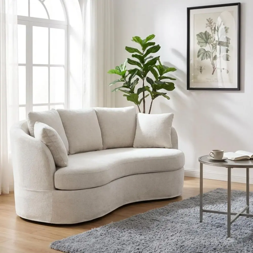 

73.8'' Loveseat Sofa Couch for Living Room, 3 Seater Deep Seat Upholstered Comfy Sofa with 5 Pillows for Office, Studio, Guest R