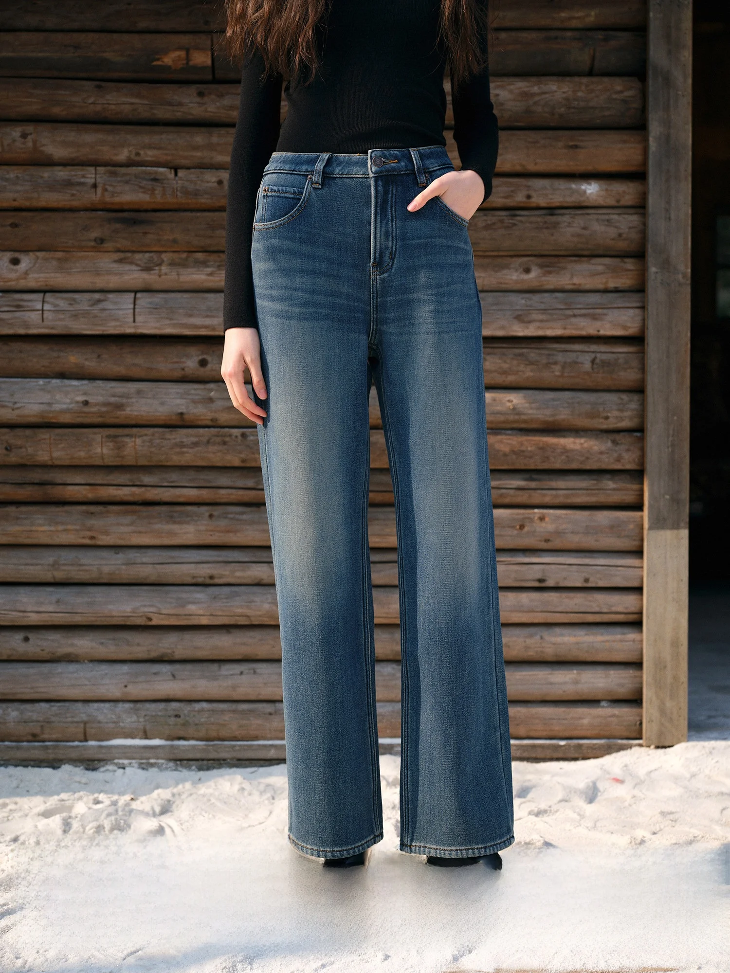 

Джинсы женские Akreli Tech Cosite Warmth Vintage Waed, прямые, широкие, свободного кроя, с застежкой на пуговицах на талии