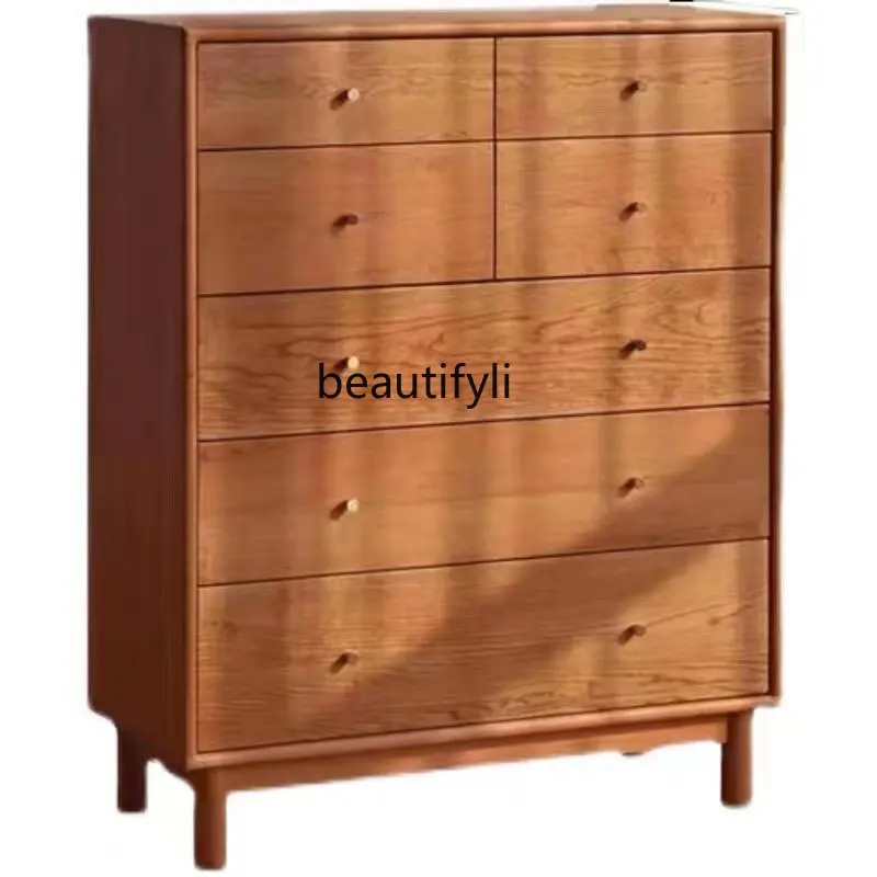 

Nordic Solid Wood Chest of Drawers Cherrywood Bedroom Locker Chest of Drawer White Oak Storage Cabinet