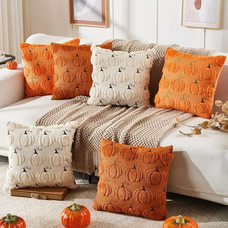 Amazon hot-selling pumpkin two-color embroidered pillow cover three-dimensional pumpkin American furniture decorative cushion