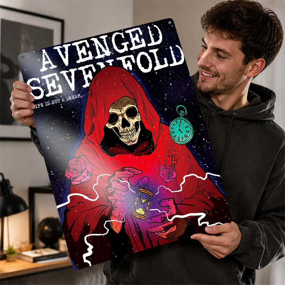 Avenged Sevenfold Reaper Hourglass Aluminum Poster Gothic Wall Art For Music Studio Personalized Metal Sign Band Fan Gift Idea
