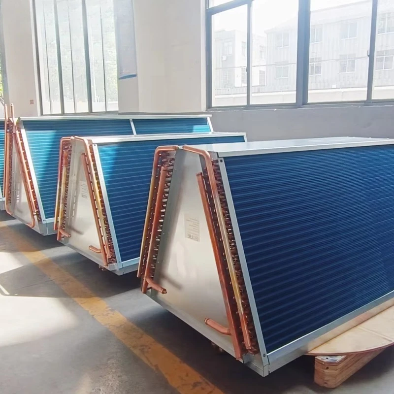 Finned copper tube heat exchanger evaporator coil for wine cellars, cold storage, and air coolers