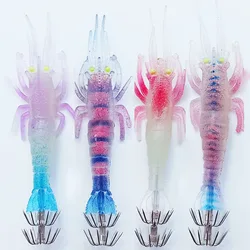 4pcs/set Soft Fishing Lure  11cm10g Glow Octopus Cuttlefish Hook Soft Shrimp Squid Hook Artificial Bait  pesca Fishing Tackle