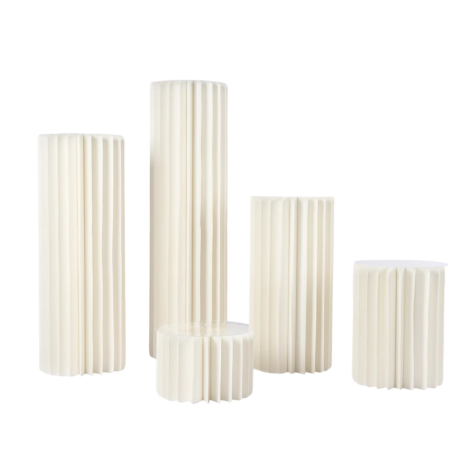 

Elegant Honeycomb Cardboard Vases - 5-Piece White Acrylic Plate Flower Stand Set for Events