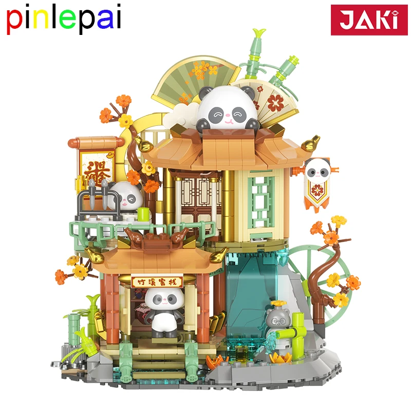 Pinlepai Jaki Panda Haus Baustein Ziegel Shop Bauen Blöcke Set Stadt Street View Streetview Modulare