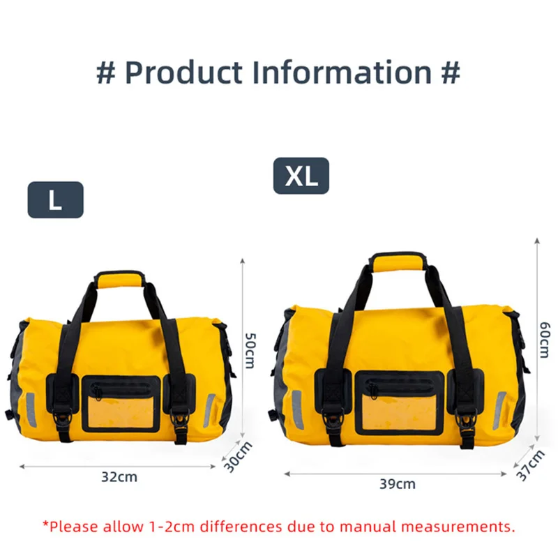 40L 66L Motorcycle Waterproof Tail Bags Large Capacity Moto Riding Bag Motorbike Seat Pack Bale with Reflective Strip XA390Q