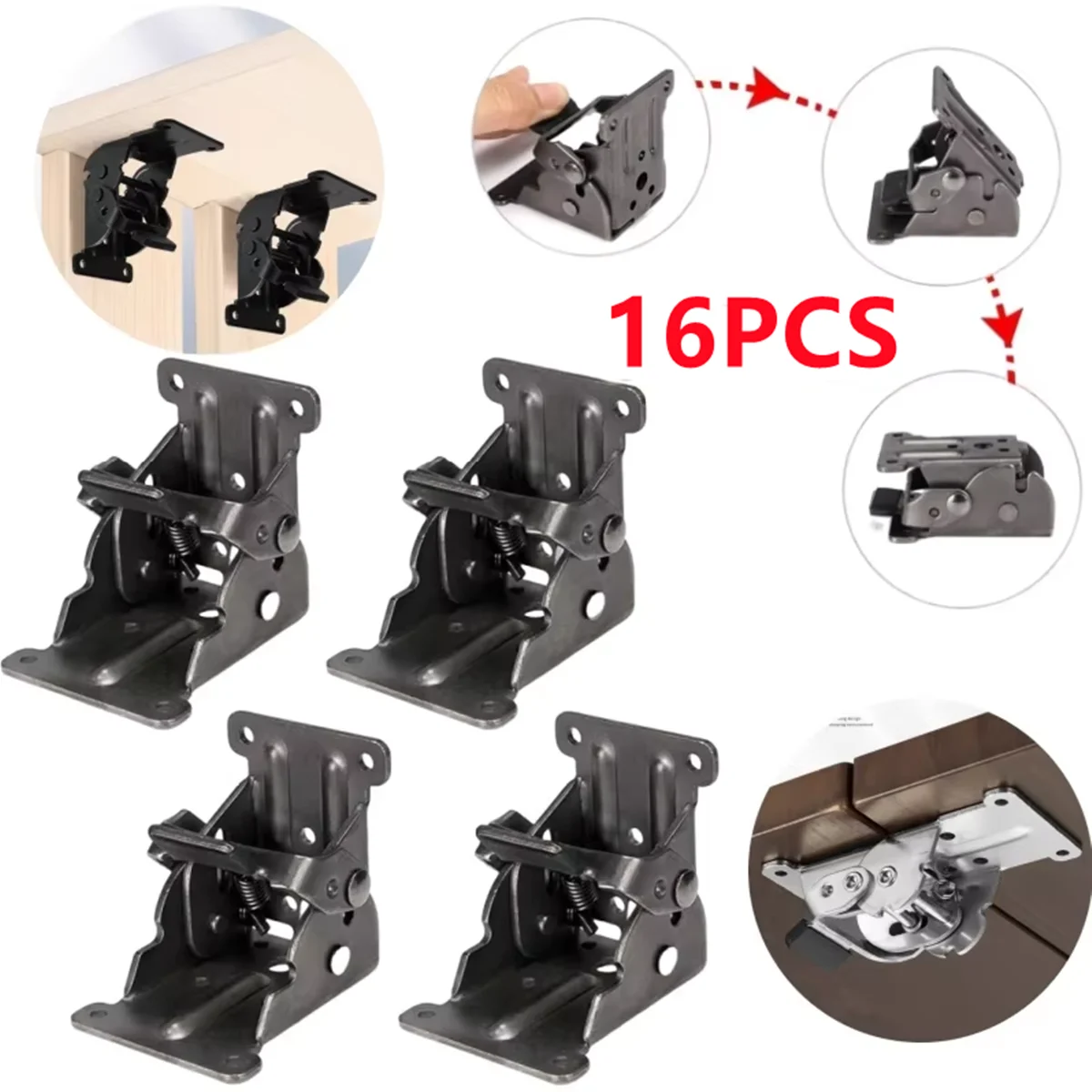 

16 шт. складной кронштейн складной стопорный шарнир замок удлинитель опорный кронштейн самоблокирующийся шарнир с винтами для ножек стола-кровати